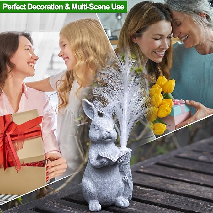 Solar Rabbit Garden Statue with Color-Changing LED Lights – Bunny Figurine for Outdoor Patio, Lawn, Yard & Balcony Decor, Perfect Gardening, Housewarming & Birthday Gifts for Women, Mom & Grandma