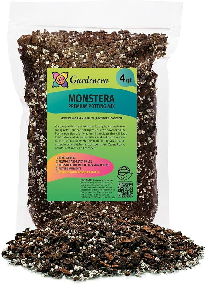 Premium Monstera Potting Soil - Quick Drain Potting Soil for Growing and Repotting Monstera Deliciosa/Swiss Cheese Plant - 4 Quart Bag