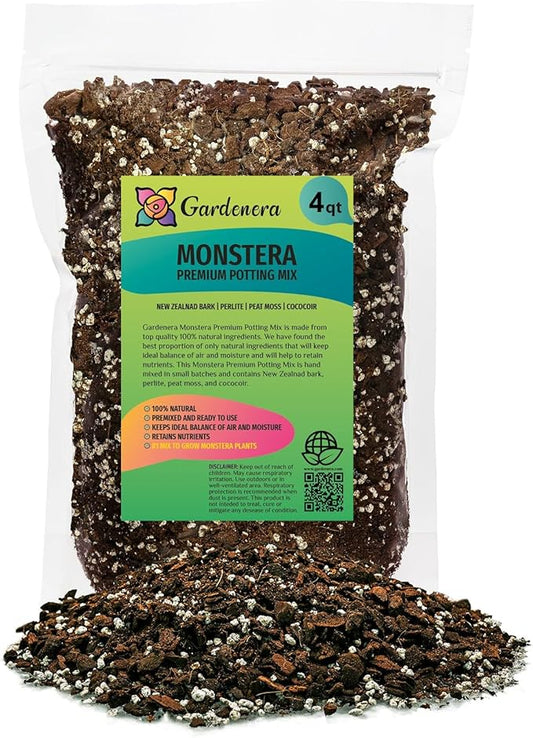 Premium Monstera Potting Soil - Quick Drain Potting Soil for Growing and Repotting Monstera Deliciosa/Swiss Cheese Plant - 4 Quart Bag