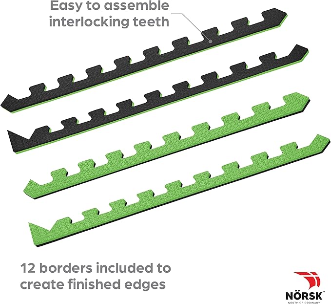 Norsk Dual-Sided Reversible 1/2" Foam Exercise Mats for Home Gym - Interlocking EVA Foam Tiles