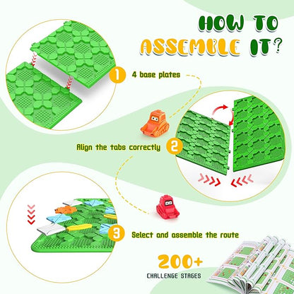 STEM Logic Road Builder Toys: Board Games Toys for 5 Year Old Kids Montessori Brain Teaser Puzzles Educational Learning Activities Toy for Kid Ages 3 4 6-8 12 Boys Girls Gifts (Green, 50PCS)