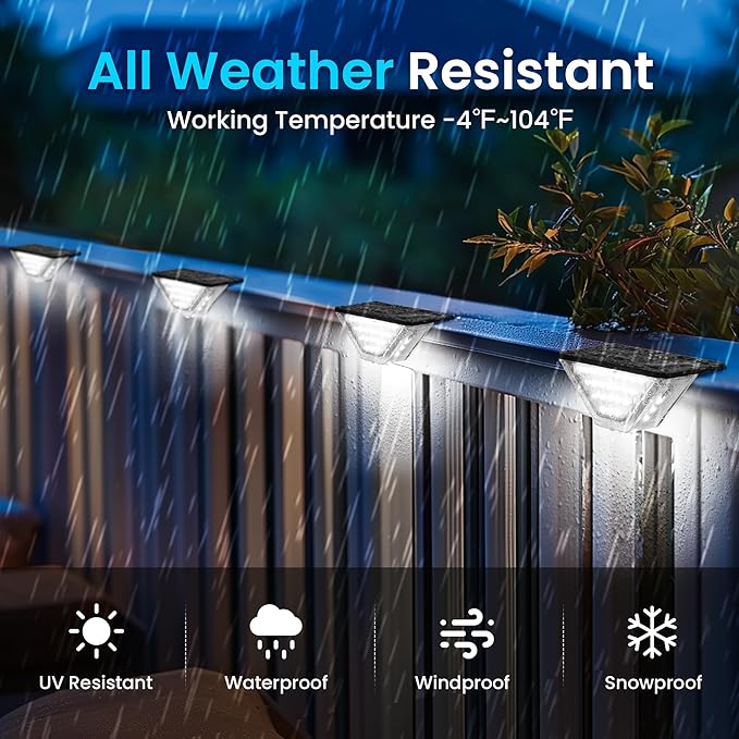SOLPEX Solar Step Lights Outdoor,Solar Stair Light for Outside,Two-Sided Deck Lights with 33 LEDs,Waterproof IP65 for Garden,Fence,Deck,Steps,Stair,Porch（6 Pack,Cold White）