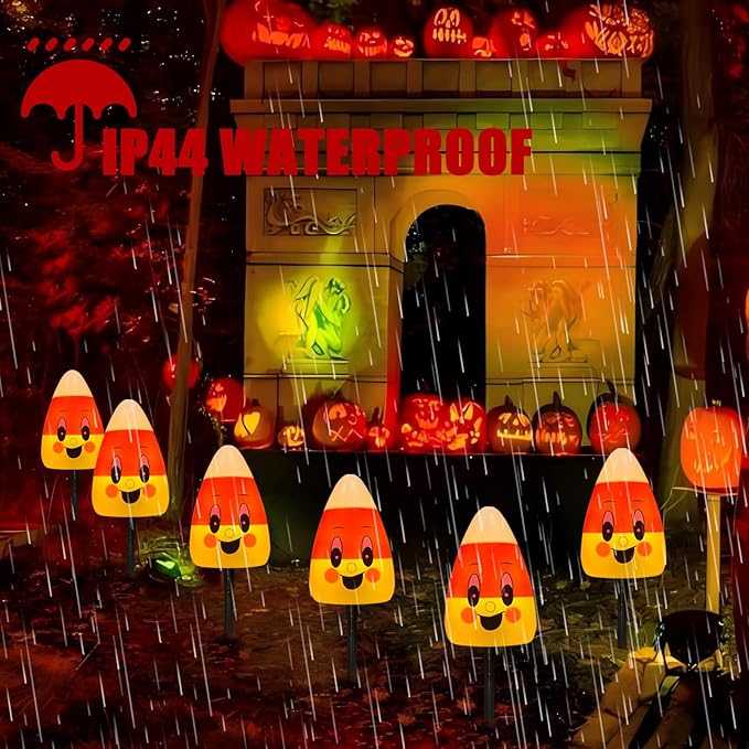 7Ft LED Halloween Decorations Outdoor Pathway String Lights, 4 Pack Thanksgiving Corncob Walkway Lights for Outdoor Halloween Party Patio Yard Walkway Garden Decoration and Lighting