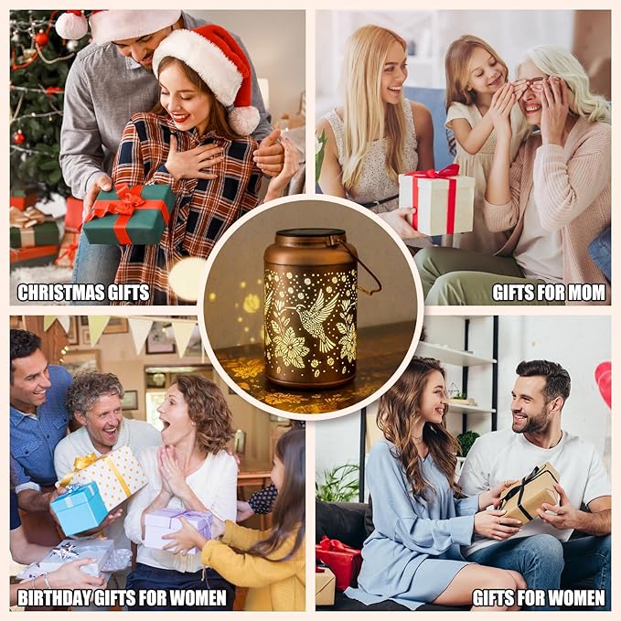 Hummingbird Solar Lanterns Outdoor Waterproof Hanging Solar Lights, Birthday Gifts for Women, Men, Mom, Mothers Day Gifts, Garden Decor for Outside, Patio, Outdoor, Yard, Lawn, Balcony