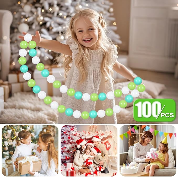 GOGOSO Ball Pit Balls for Toddlers, Green Balls for Ball Pool Birhtday Party Girls Kids with Storage Bag, 2.17inches 100pcs