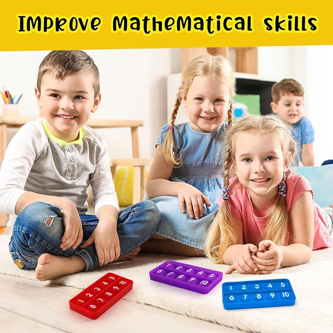 6 PCS Ten Frame Fidget Toys for Kids, Silicone Push Bubble Sensory Toy for Counting Math, Educational Focus Tools for Toddlers 3-5 Years Old