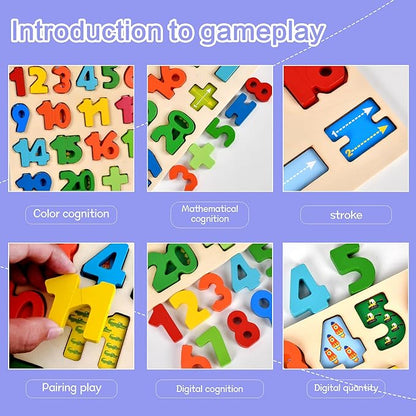 Number Puzzle Wooden Puzzle for Toddlers 3 4 5 Year Old Puzzles Learning Toys, Preschool Educational Board Game for Boys and Girls Gifts Toddler, Number Block Floor Puzzles Toy Kids Ages