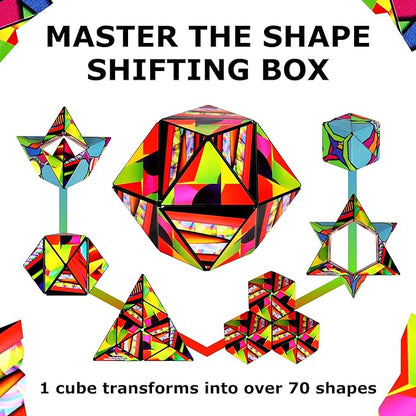 SHASHIBO Shape Shifting Box - Award-Winning Fidget Toy w/ 36 Rare Earth Magnets - Fidget Cube Transforms Into Over 70 Shapes, Sensory Toy Gift for Kids, Teens, and Adults (Stained Glass)