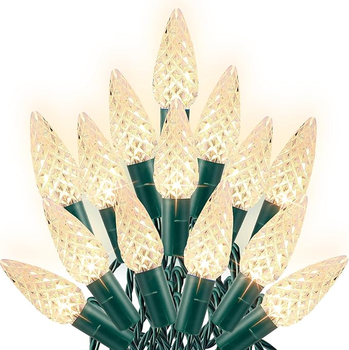 Dazzle Bright C6 Christmas String Lights, 200 LED 66 FT Waterproof Connectable String Lights with Timer, 8 Modes Christmas Lights for Indoor Outdoor Home Garden Yard Xmas Tree Decoration (Warm White)