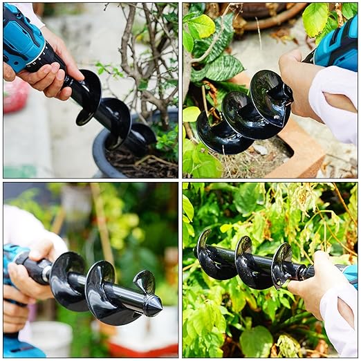 Utoolmart Auger Drill Bit for Planting Set of 3, (1.6x8.7, 1.8x14, 3.1x12) Easy Planter Garden Auger - Bulb & Bedding Plant Augers - Posthole Digger for 3/8” Hex Drive Drill