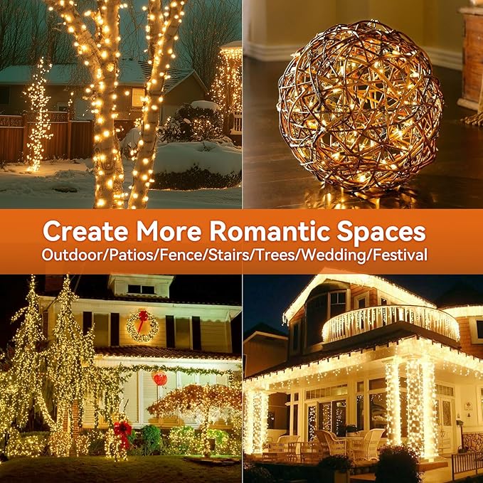 Solar Outdoor String Lights Waterproof - 2 Pack Total 170ft 480 Led Solar Powered String Lights Outdoor with 8 Modes - Twinkle Lights Solar Tree Lights for Patio Yard Garden Party Decorations