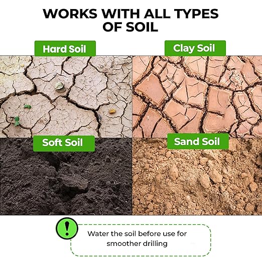 K-Brands Auger Drill Bit for Planting 2 Pack 1.6 x 16 Inch & 3.5 x 16 Inch Set – Garden Spiral Hole and Bulb Planter Tool for Umbrella Holes - Compatible with 3/8 Inch Hex Drive