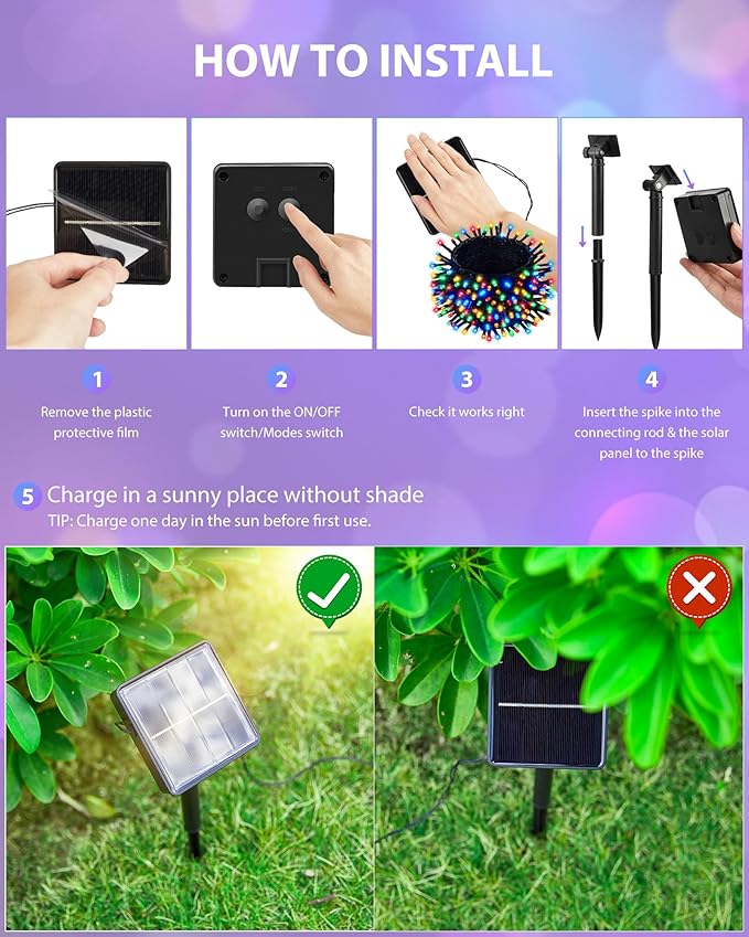 Brightown 2 Pack Solar String Lights Outdoor, Each 46Ft 120 LED Solar String Lights for Outside with 8 Modes, IP65 Waterproof Solar Outdoor Lights for Patio Garden Christmas Decorations, Multicolor