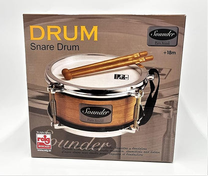 Tap-Along Sounder Snare Drum with Double Sided Batter Head Toy Tambourine Drum for Kids, Musical Instrument for Children 12 Months and Up Realistic Look with 2 Drum Sticks 7x7x3.5
