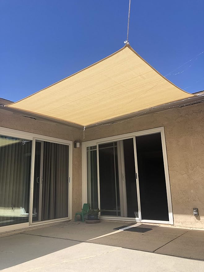 Eden's Decor Straight Flat-Edged Sun Shade Sail Rectangular 6' x 20' Wheat UV-Blocking Outdoor Canopy Fabric Cloth Awning for Pergola Patio Garden Backyard Custom Size