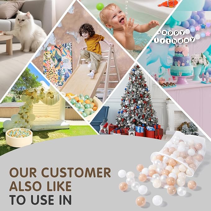 Realhaha Ball Pit Balls 50 100 200 500 Play Balls Plastic Balls for Baby Girls Toddlers Kids Play Tent Pool Playhouse Playpen Party Decoration