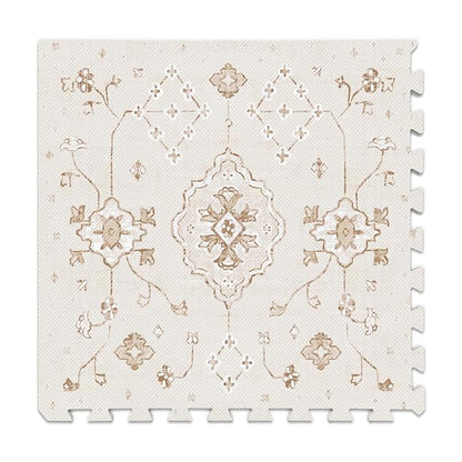 Baby Play Mat for Floor – 6x6ft Vintage Vanilla | Soft Non Toxic Premium EVA Foam Tiles for Tummy Time, Crawling & Playroom – Waterproof Floor Mat for Babies & Toddlers Lillefolk (9 Tiles)