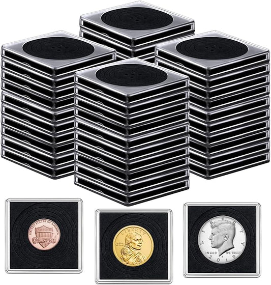 40 Pcs Adjustable Acrylic Coin Collection Cases with Sponges, Coin Snap Holder, Silver Dollar Protection Cases for Collectors, Coin Dollar Collection Supplies(20mm-40mm)