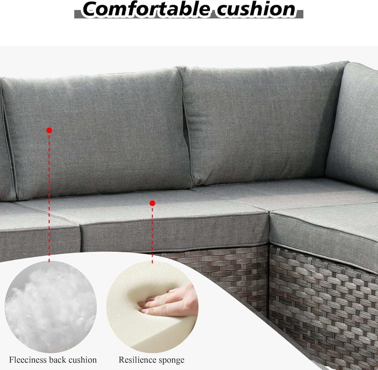 HOOOWOOO 12 Piece Modular Patio Outdoor Sectional Furniture Sofa Set,Wicker Conversation Set,Out Door Couch Set with Wide Arm for Outside All Weather(Dark Grey)