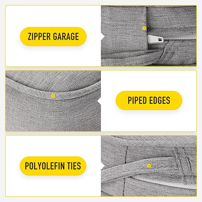 SUNROX Gel Memory Foam Chair Cushions, FadeShield Water-, Stain-Resistant Durable Reversible Seat Cushion Pads with Ties for Indoor/Outdoor Kitchen Dining Office, 17"x16", Set of 4, Heather Grey