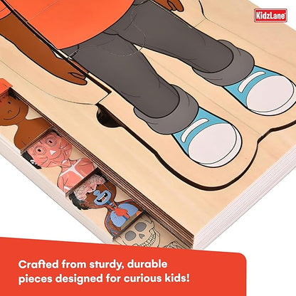 Kidzlane African American Boy Wooden My Body Puzzle for Toddlers and Kids - 29 Piece Girls Anatomy Puzzle - Anatomy for Kids, Skeleton Toys for Ages 3 Plus