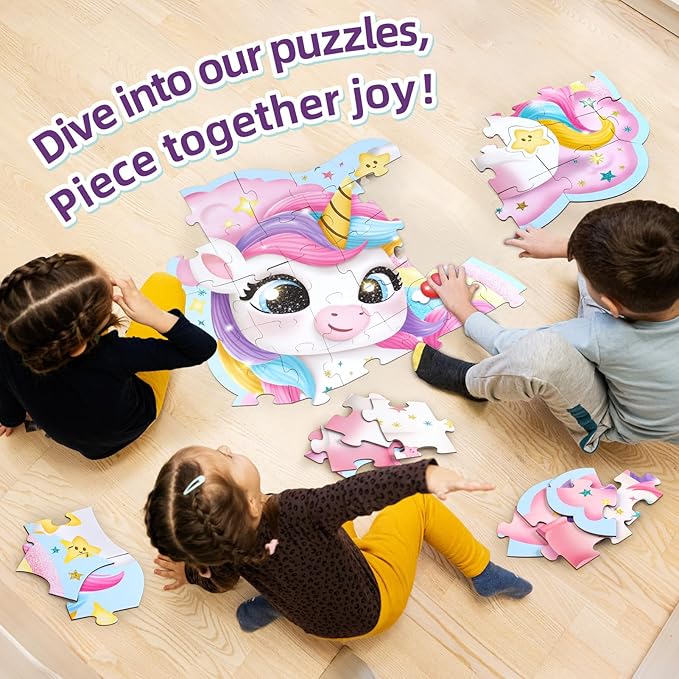 45 Piece Unicorn Floor Puzzle, Large Special Shapes Puzzles for Kids Ages 3-5, Toddler Floor Puzzles for Kids Ages 4-8, 4 Year Old Girl Gifts Toys for Birthday, Halloween, Christmas