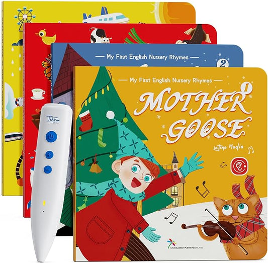 Musical Word Talking Pen Book Set, Interactive Audio Sound Books, Learning Education Toys, Early Educational Autism Therapy Birthdays for Toddlers Kids 1 2 3 4 5