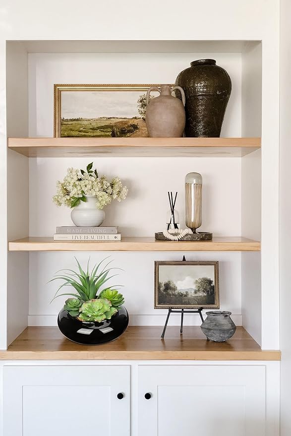 Large Artificial Succulents Plants Faux Succulents in Pots Fake Succulent Arrangement Potted Plants with Black Ceramic Pot for Office Desk Bathroom Shelf Living Room Indoor & Outdoor Home Decor