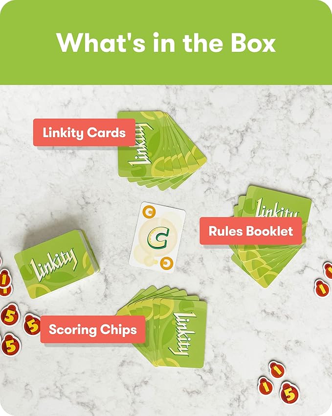 SimplyFun Linkity - Engaging Vocabulary and Word Association Educational Game for Ages 8 & Up, Perfect Word Game for Kids for Family Night, Classroom Learning, and Parties, for 3-8 Players