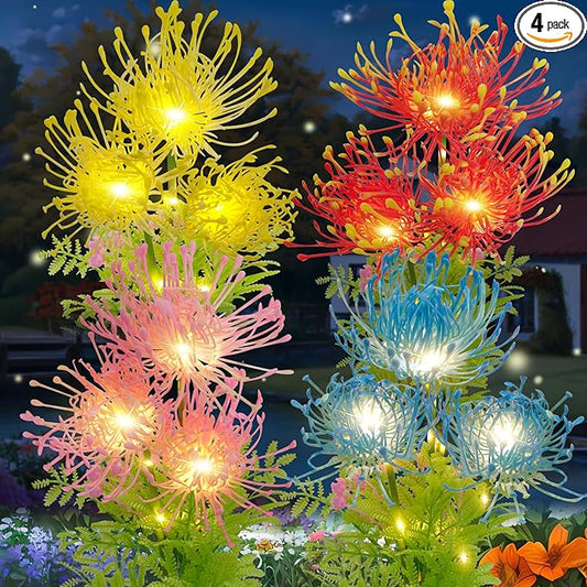 TEDOF Solar Garden Lights Outdoor, 4 Pack Solar Flower Lights for Outside, Upgraded Durable Solar Panel, Solar Lights Outdoor for Garden Decoration,Patio Yard Decor and Gift for Mother
