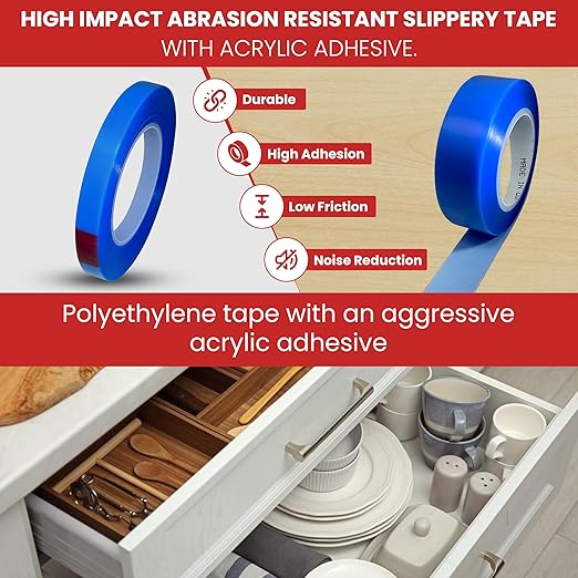 GGR Supplies T.R.U. UHMW High Impact Abrasion Resistant Slippery Tape with Acrylic Adhesive. 36 Yards (1/2" (12.5mm))