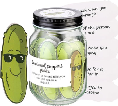 60 PCS Positive Pickle Cards Jar, Emotional Support Jar, Pickle Affirmation Cards, Inspirational Gifts for Women, Cheer Up Gifts, Unique Positive Gift for Women, Teen Girl
