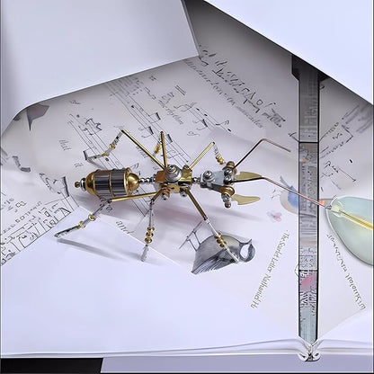 3D Steampunk Mechanical Insect Puzzle Kit - DIY Metal Assembly Model for Adults, Unique Retro Brass Sculpture Craft for Home Office Decoration (Ant B)