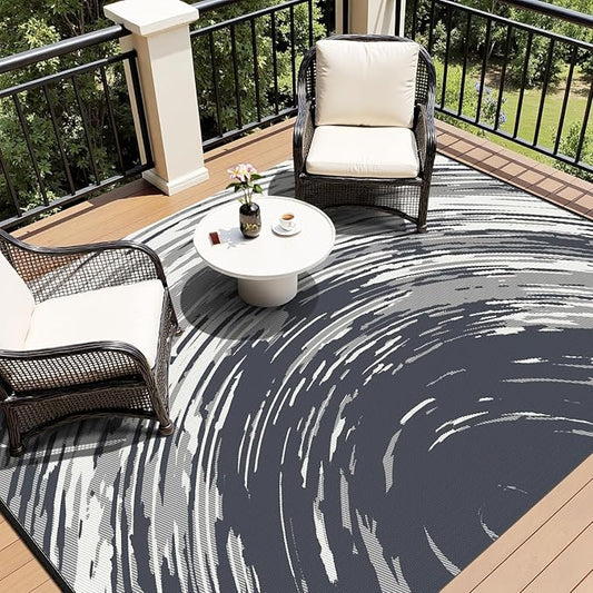 COCOER Modern Outdoor Rug 8x10 Reversible-Waterproof Outdoor Patio Rug-Quick Dry Outdoor Area Rugs Indoor Outdoor Rugs-Outside Rug Patio Decor for Porch Deck Balcony Backyard