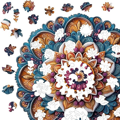 Jiroinlly Wooden Jigsaw Puzzles, Mandela Wooden Puzzles for Adults 200 Pcs, 11.4'' x 11.4'' Luxurious Shaped Wood Puzzle, Beautiful Package, Best Gift for Adults and Kids, Family Game