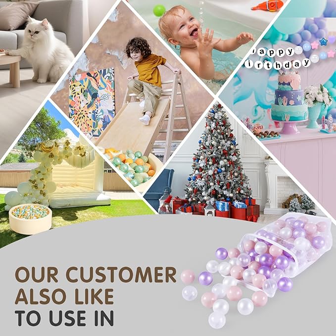 Realhaha Ball Pit Balls 50 100 200 500 Play Balls Plastic Balls for Baby Girls Toddlers Kids Play Tent Pool Playhouse Playpen Party Decoration
