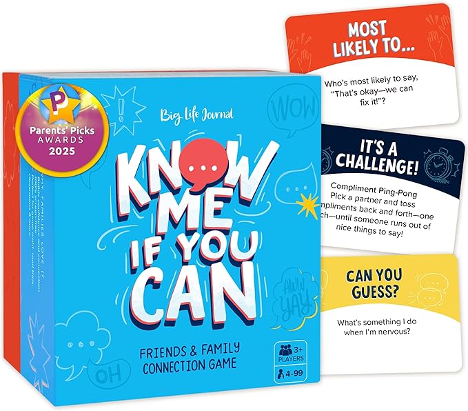 Big Life Journal - Know Me If You Can Connection Game, Fun Family Game for Kids, Teens & Adults, 160 Cards to Spark Conversation, Build Emotional Intelligence & Create Lasting Memories