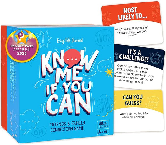 Big Life Journal - Know Me If You Can Connection Game, Fun Family Game for Kids, Teens & Adults, 160 Cards to Spark Conversation, Build Emotional Intelligence & Create Lasting Memories