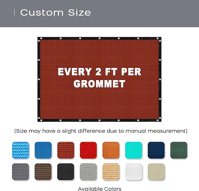 VICLLAX Shade Fabric Sun Shade Cloth with Every 2 FT Grommets for Patio Garden Pergola Cover Canopy 20x20 FT, Rust Red