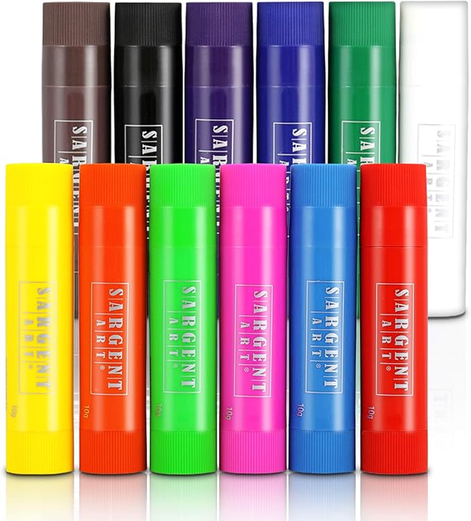 Sargent Art , Tempera Paint Sticks, 12 Colors with Case, Multi, 0.35 Ounce (Pack of 12)