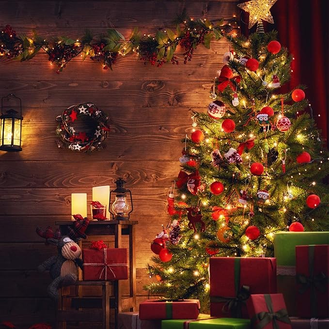 DEWENWILS C7 Warm White Christmas Lights, 33.3ft 50 LED String Lights Waterproof, Indoor/Outdoor Decorations for Xmas Tree, Patio, Garden, Yard, Porch, Green Wire, UL Listed