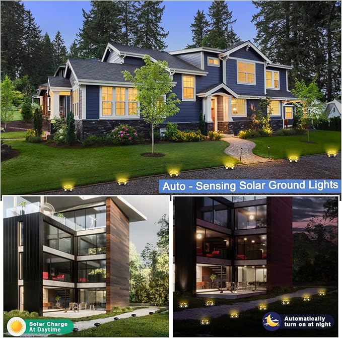 K.E.J. Solar Lights Outdoor Solar Lights for Outside 12 Pack Solar Lights Outdoor Waterproof Solar Garden Lights Landscape Lighting for Patio Pathway Lawn Yard Deck Driveway Walkway