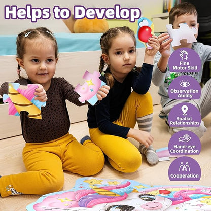 45 Piece Unicorn Floor Puzzle, Large Special Shapes Puzzles for Kids Ages 3-5, Toddler Floor Puzzles for Kids Ages 4-8, 4 Year Old Girl Gifts Toys for Birthday, Halloween, Christmas