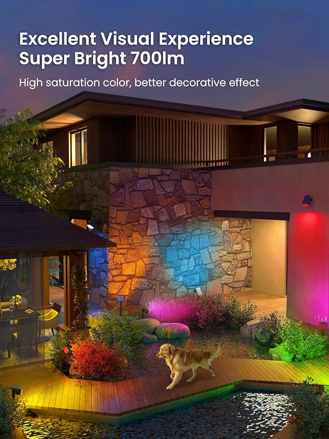 Color Changing Solar Spot Lights Outdoor, 9 Lighting Modes Colored Solar Lights Outdoor RGB, Color Solar Lights Waterproof IP65, Landscape Spotlights for Halloween Christmas Decorations