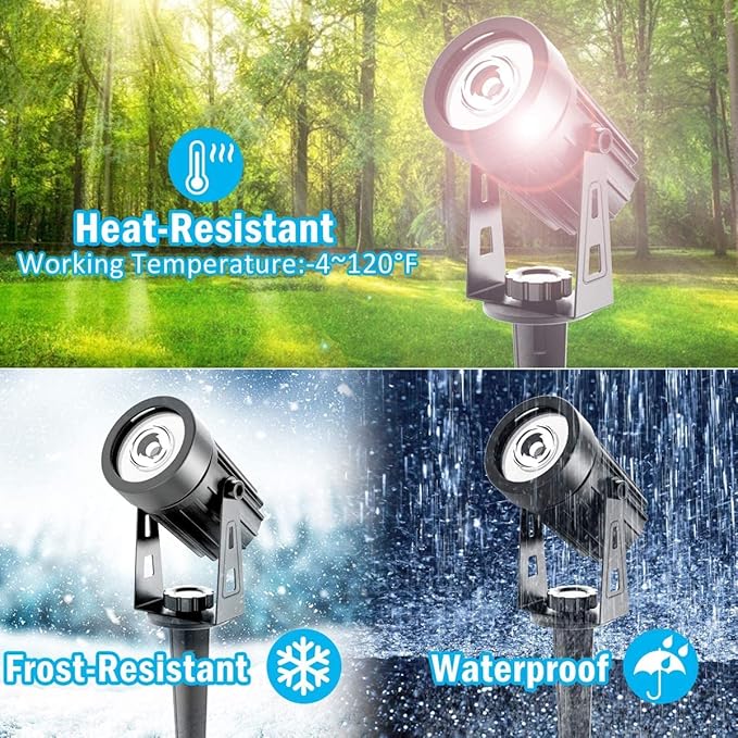 T-SUNUS 4 Pack Solar Landscape Spotlights - Blue, Waterproof IP65, 9.8ft Cable, 2000mAh Solar Panel, Auto On/Off for Garden, Driveway, Pathway, Pool Area