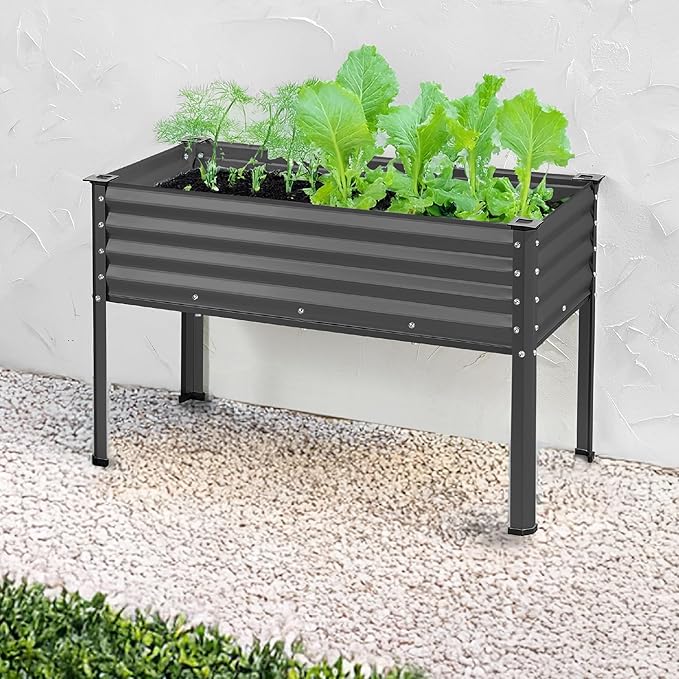 Best Choice Products 48x24x30in Galvanized Raised Garden Bed, Metal Elevated Planter Box, Vegetable Garden for Backyard, Patio, Balcony - Charcoal