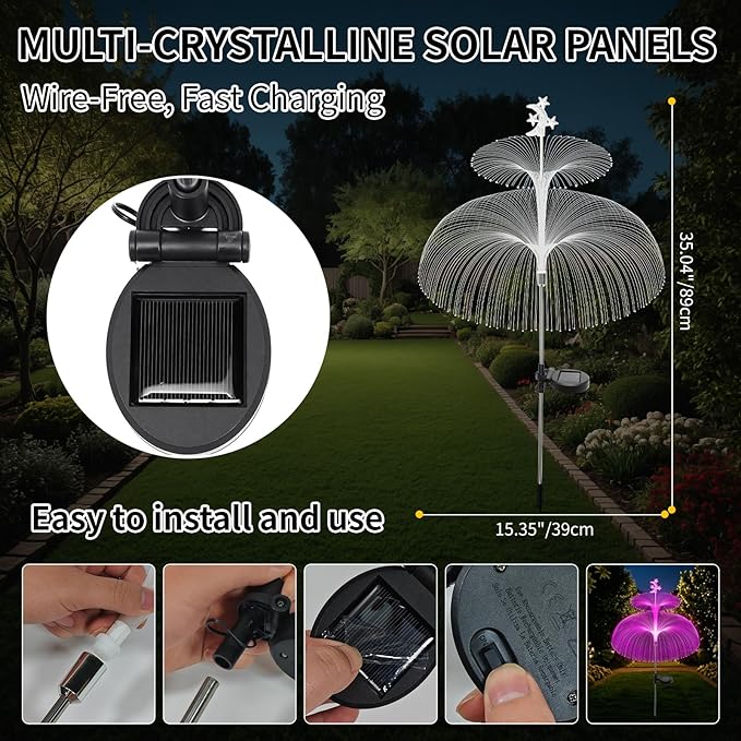 Solar Garden Lights Outdoor Solar Lights Waterproof Jellyfish & Star 7 Color Changing Solar Flower Lights for Garden Decor, Yard, Patio, Lawn, Pool, Party, Wedding, Gifts for Women/Mothers (3 packs)