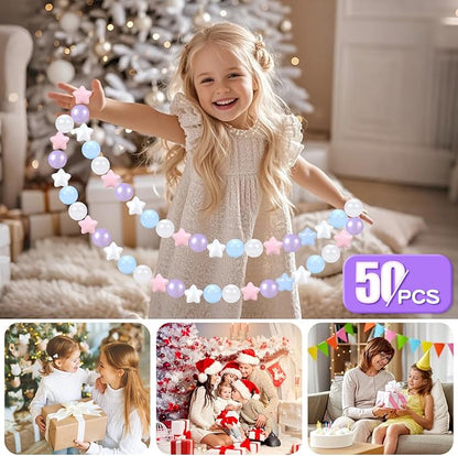 GOGOSO Ball Pit Balls for Toddlers Phthalate-Free BPA-Free Non-Toxic Crush Proof Soft Plastic Play Balls Baby Kids Shape Tent Pool Playhouse Playpen Party Decor, Pink Blue Purple White,50PCS