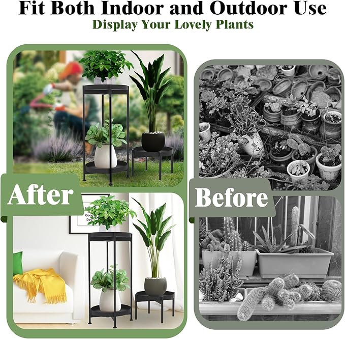Plant Stand Indoor ,7.9'' H&25.5'' H Indoor Plant Stand Stable Plant Holder Flower Pot Stands for Multiple Plant Metal Single Plant Stand Indoor Small Plant Stand for Patio Garden Decor