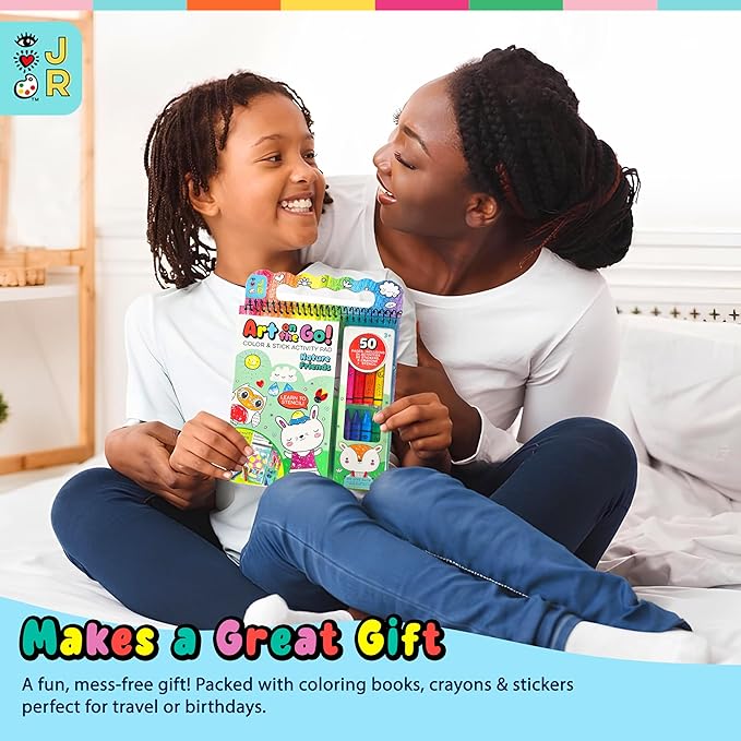 Bright Stripes Art On The Go Nature Theme Travel Kit for Kids Ages 3+ | Travel-Friendly Coloring Set with Crayons, Stickers & Activity Book | Mess-Free Creative Fun for Toddlers and Preschoolers